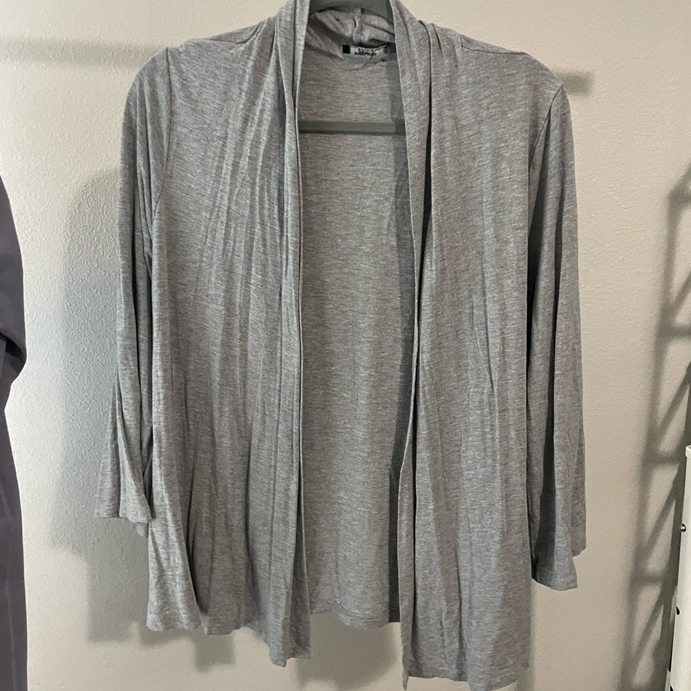Premise Studio Women’s Gray Jersey-Knit 3/4 Sleeve Cardigan Size L/XL